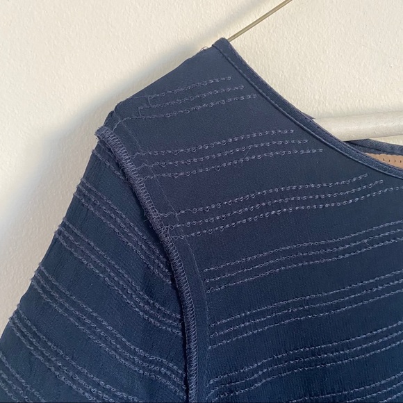 French Connection Sequin Shift Dress Size 4 Black Gold Stripe Short Sleeve Dress - Picture 10 of 15